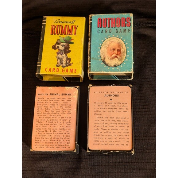 Two (2) Vtg Authors & Animal Rummy Card Games Whitman Publishing - Both Complete - Picture 5 of 7